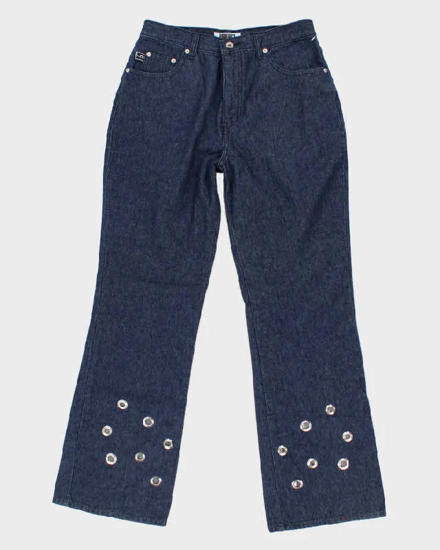 00's Vintage Womens Blue Boot Cut Jean With Eyelet Details - 32 Classic pajama sets