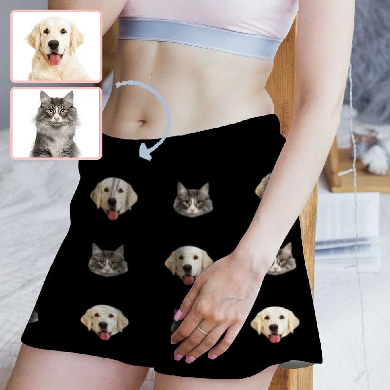 Custom Face Women's Pajama Shorts Personalized Cat Dog Pictures Sleepwear Shorts Boho pajama sets