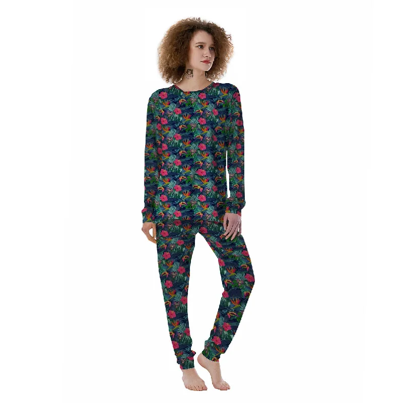 Toucan Exotic Tropical Print Pattern Women's Pajamas Pajama sets with pockets