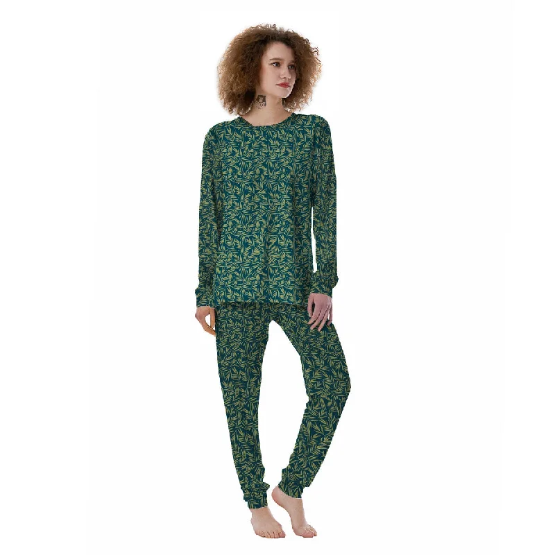 Tree Bamboo Green Print Pattern Women's Pajamas Best pajama sets for teens