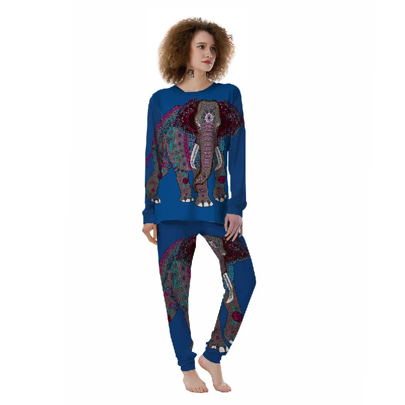 Tribal Elephant Indian Cute Print Women's Pajamas Work-from-home pajama sets