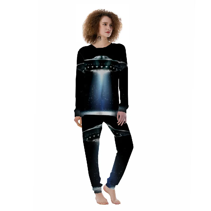 UFO Night Dark Print Women's Pajamas Silk pajama sets