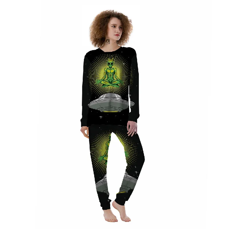 UFO Space Green Alien Print Women's Pajamas Kids' pajama sets