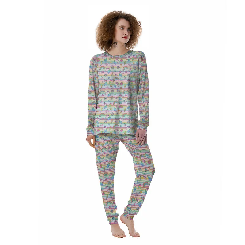 Unicorn Cute Rainbow Print Pattern Women's Pajamas Best pajama sets for honeymoon