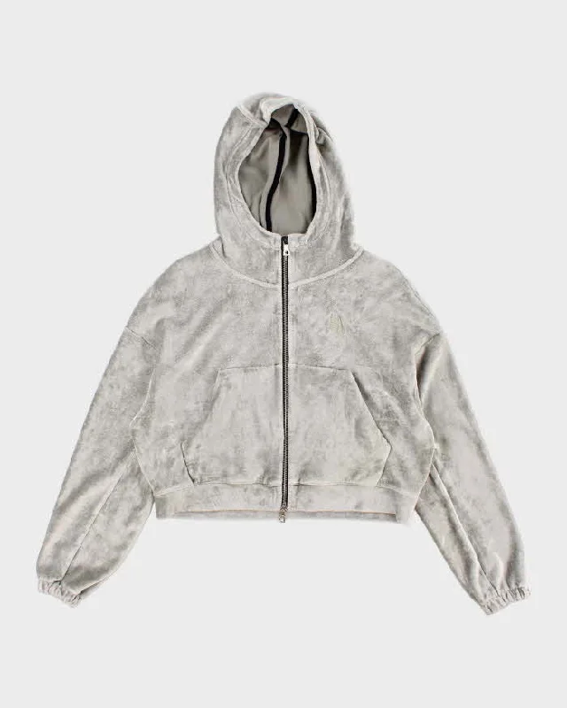 Womens Nike Silver Velour Cropped Hoodie - S Best pajama sets for cold weather