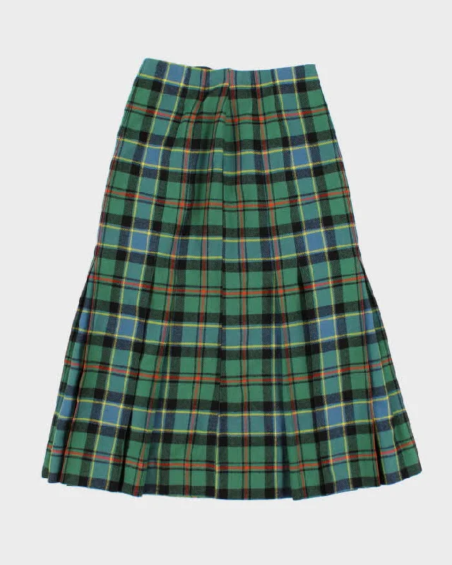 Womens Vintage Green Scottish Plaid Pleated Skirt - XS Best pajama sets for honeymoon