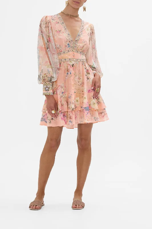 BUTTON FRONT FRILL DRESS THE JEWELLERY PALACE Floral Satin Robe