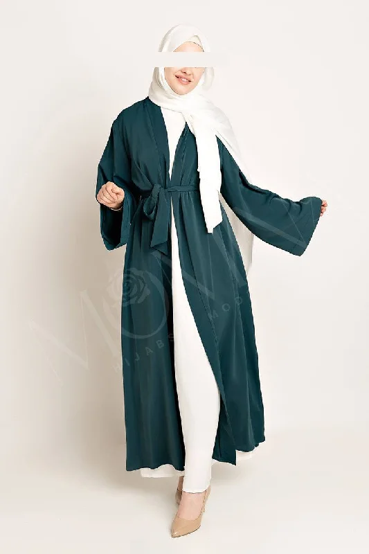 Amal Abaya Outer - Blue Lagoon Elegant Satin Robe