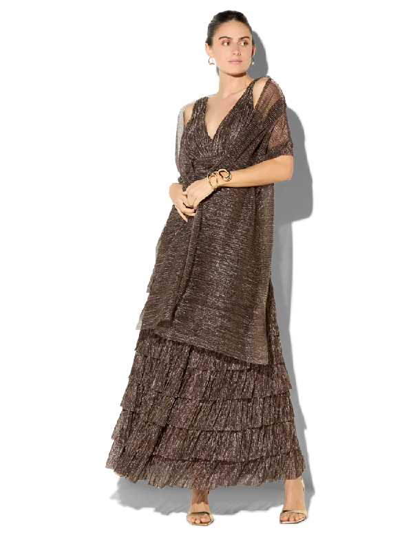 Rhoni Mocha Metallic Wrap Velvet Bridal Robe