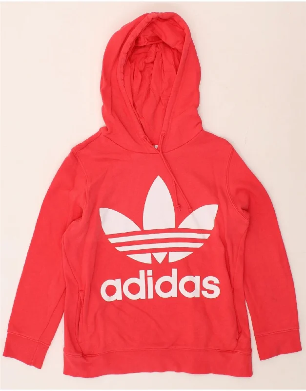 ADIDAS Womens Graphic Hoodie Jumper UK 14 Large  Pink Cotton High-end sweaters