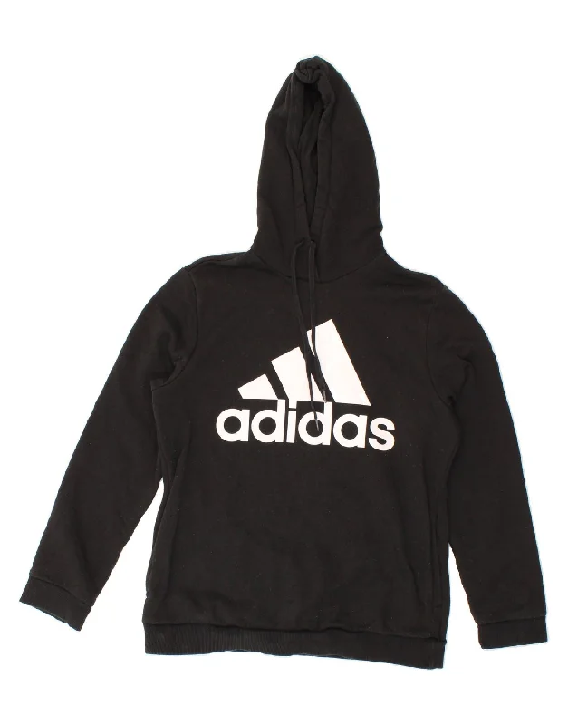 ADIDAS Womens Graphic Hoodie Jumper UK 16 Large Black Cheap sweaters