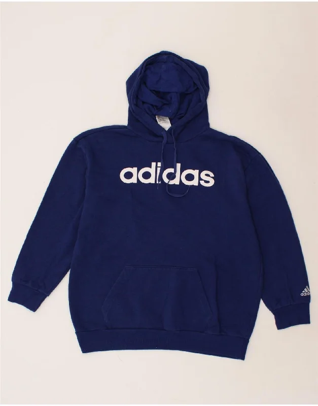 ADIDAS Womens Oversized Graphic Hoodie Jumper UK 8/10 Small Navy Blue Designer sweaters