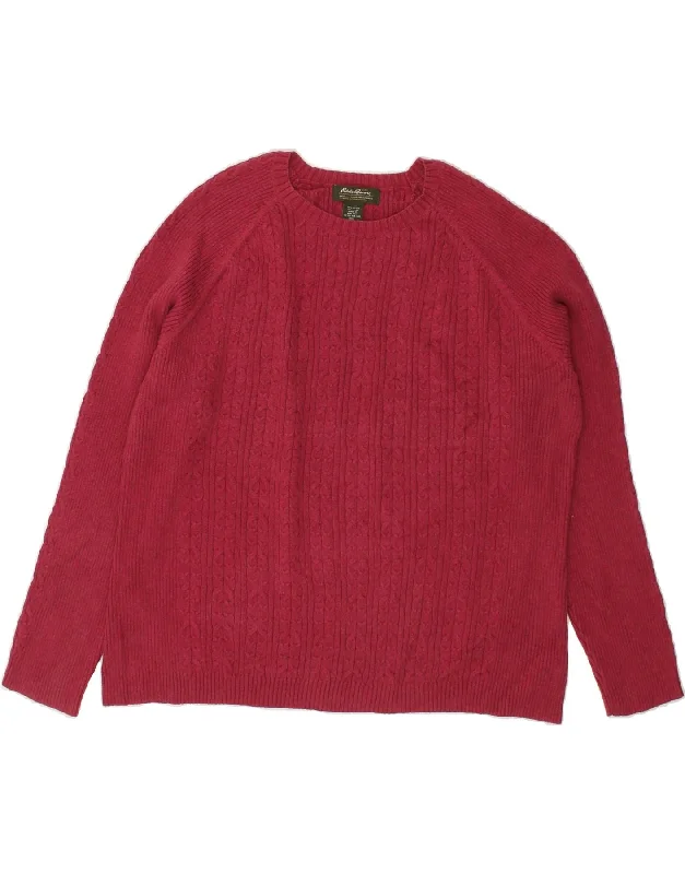 EDDIE BAUER Womens Boat Neck Jumper Sweater UK 20 2XL Red Cotton Water-resistant sweaters