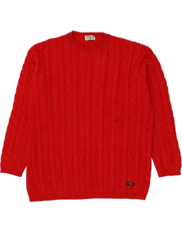 NAVIGARE Womens Oversized Crew Neck Jumper Sweater IT 48 XL Red Breathable sweaters