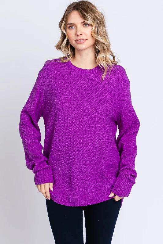 Purple Knit Pullover Sweater Must-have sweaters for this season