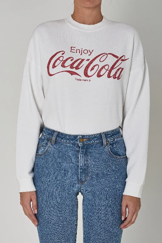 ROLLAS Womens Enjoy Coca Cola Classic Sweat - Vintage White Silk-blend sweaters