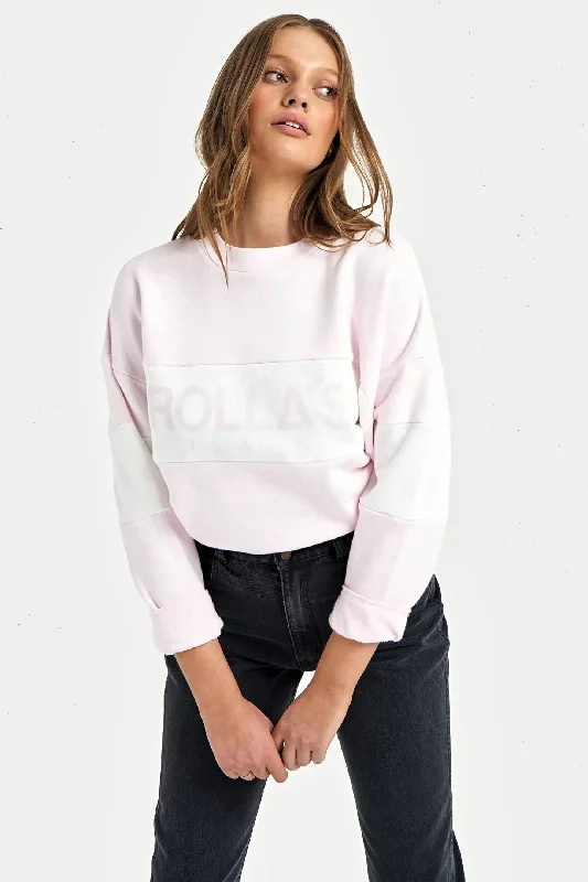 ROLLAS Womens Split Logo Sweater - Pink Best sweaters for work