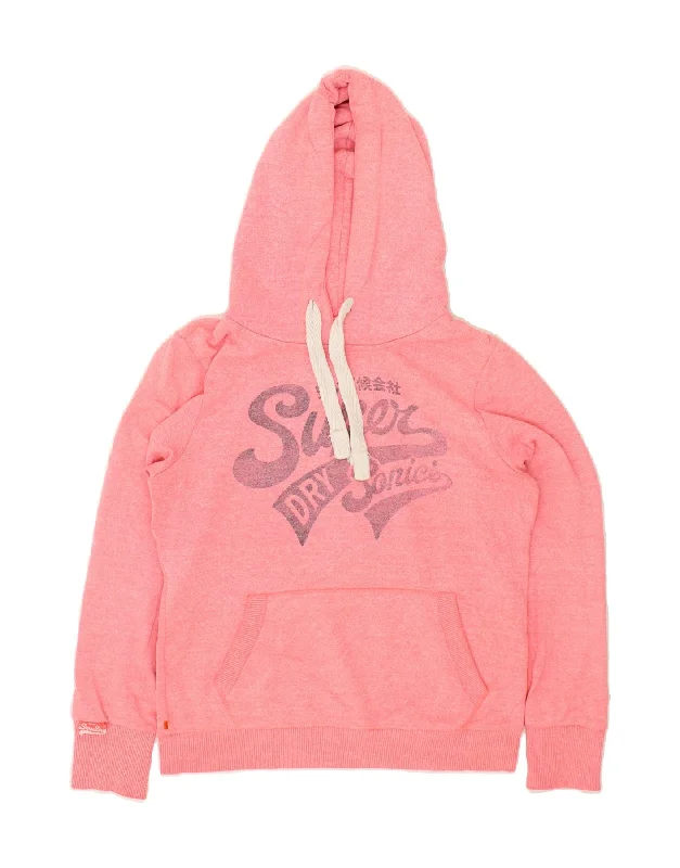 SUPERDRY Womens Graphic Hoodie Jumper UK 16 Large Pink Cotton Softest cashmere sweaters