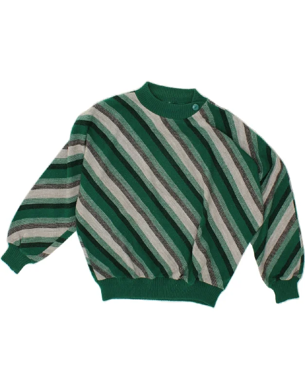 VINTAGE Womens Turtle Neck Jumper Sweater UK 14 Medium Green Striped Best sweaters for cozy nights