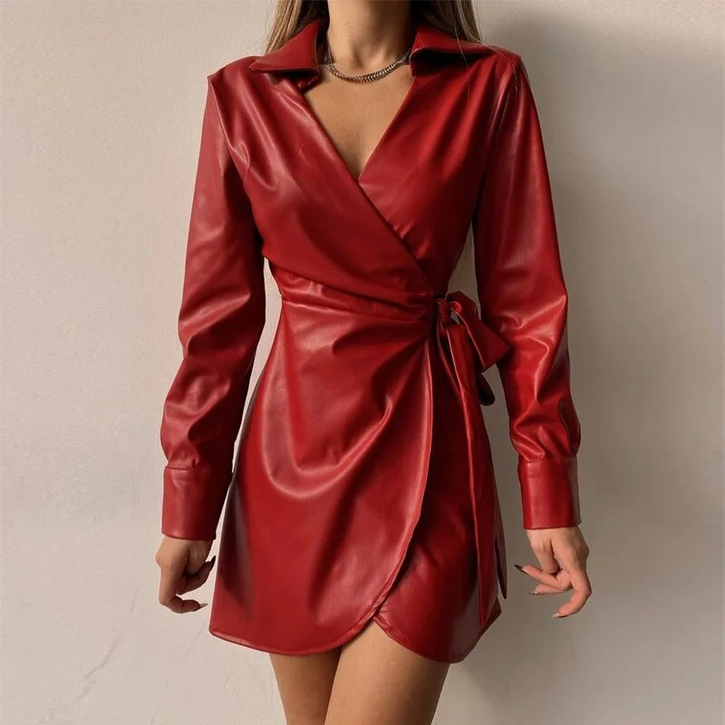 Elegant V-Neck Side Belt Office Lady Suit Dress Best mini dresses for elegant looks