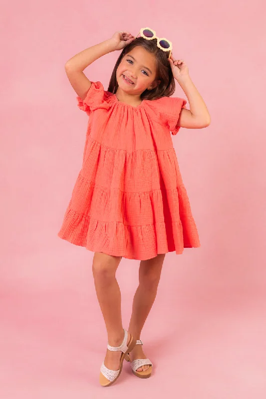 Mini Harvey Dress in Coral - FINAL SALE Denim mini dresses