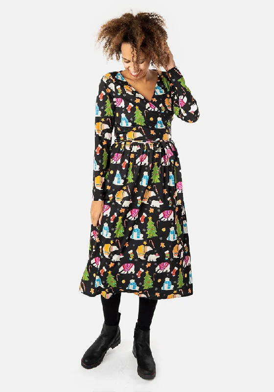 Aurora Polar Bears Print Midi Dress Versatile midi dresses for all occasions