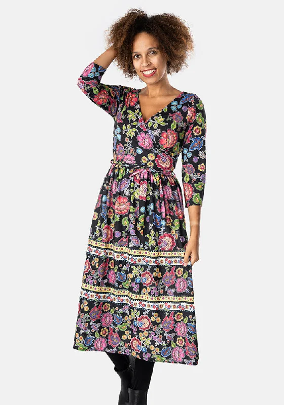 Beatrix Folk Floral Print Midi Dress Winter midi dresses