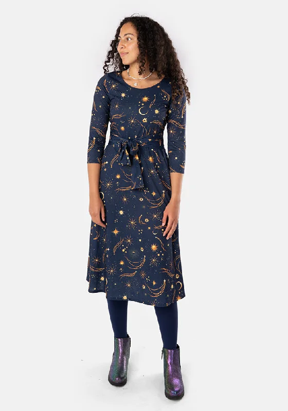 Cosmic Galaxy Print Midi Dress Lace midi dresses