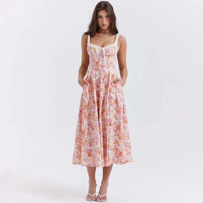 Laurie Floral Print Midi Dress Date night midi dresses