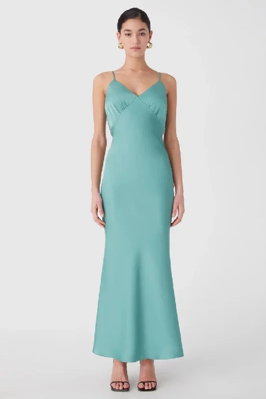 Misha Vida Satin Midi Dress - Juniper Green Bodycon midi dresses