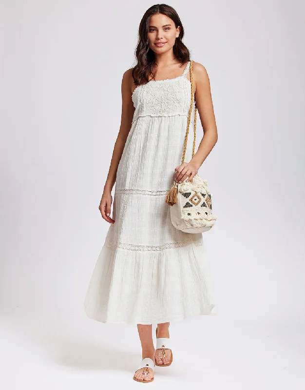 Clotilde Strappy Maxi Dress - White Smocked maxi dresses