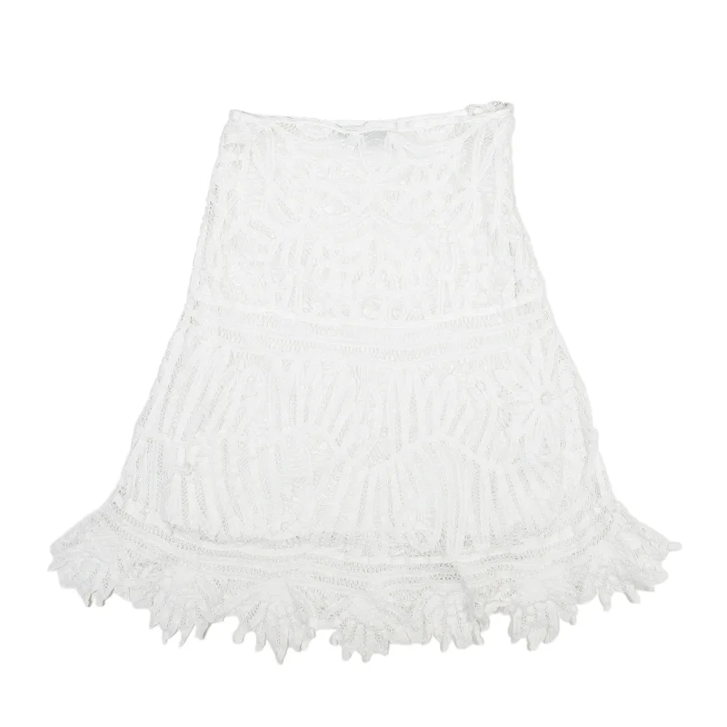 POLO RALPH LAUREN Crochet Knee Length Straight Skirt White Womens XS Satin unclassified skirts