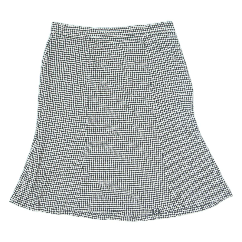 POLO RALPH LAUREN Knee Length Flare Skirt Black Wool Houndstooth Womens UK 14 Popular unclassified skirts