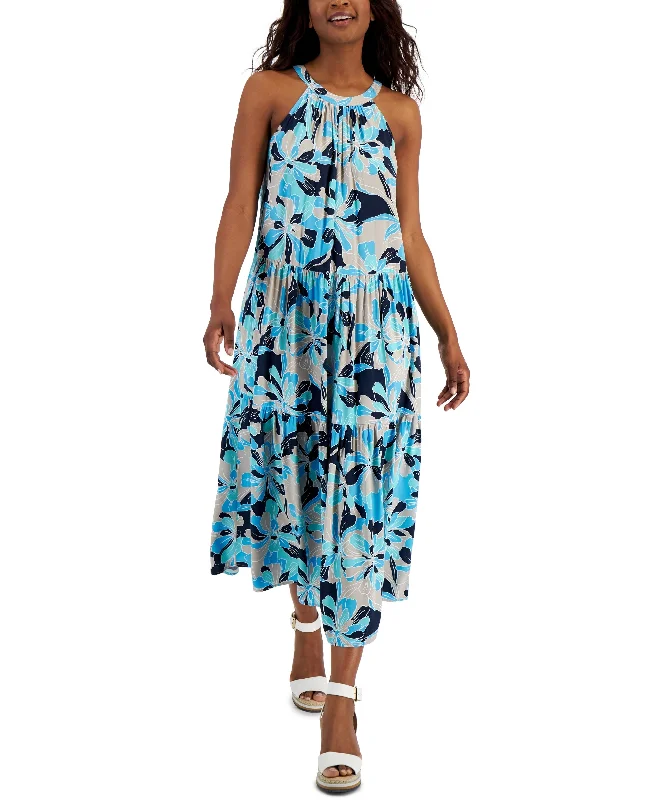 Tommy Hilfiger Womens Floral Print Halter Maxi Dress Fall maxi dresses