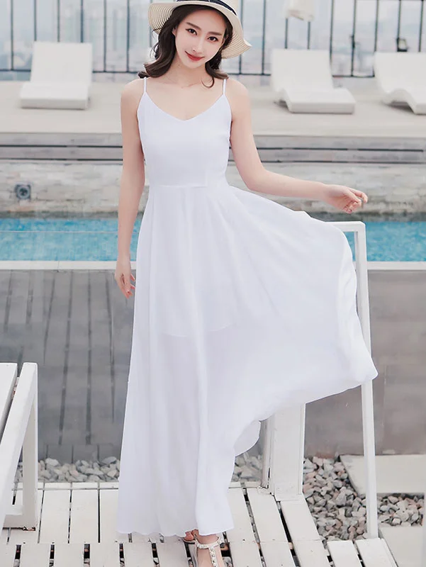 White Maxi Slip Beach Dress Cocktail maxi dresses