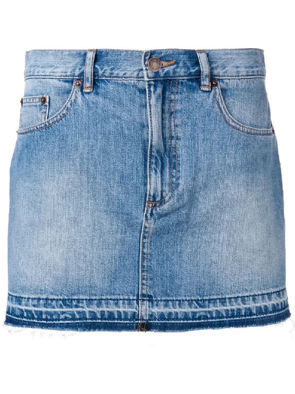 raw hem denim mini skirt Bohemian Mini Skirt