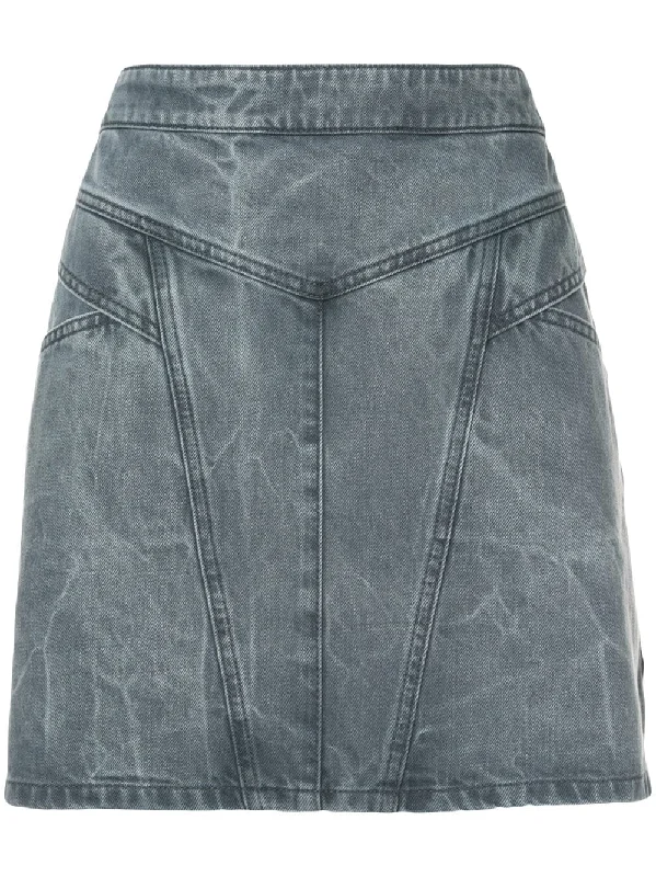 panelled denim mini skirt Mini Skirt Trendy