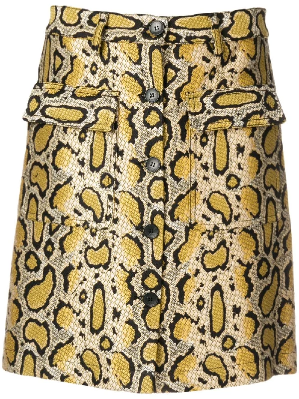 snakeskin-effect mini skirt Raw Hem Mini Skirt