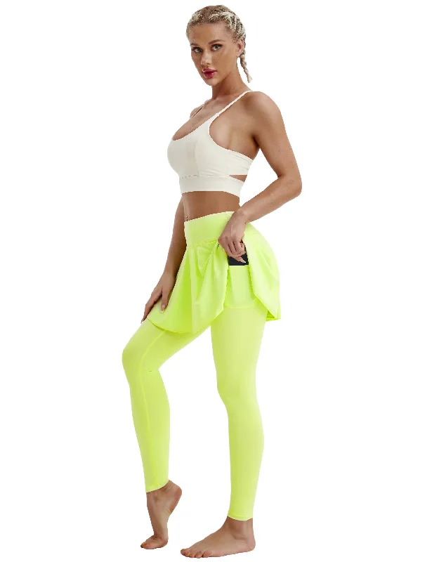 Athletic Tennis Golf Skort with Pocket Shorts neonyellow_Tall Size Sexy Mini Skirt