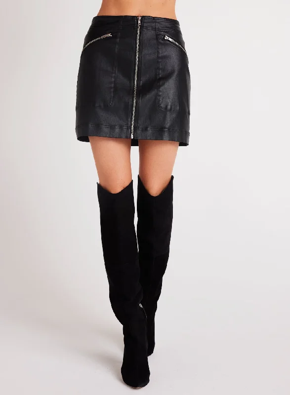 Coated Faux Leather Zip Mini Skirt - Black Bold Mini Skirt