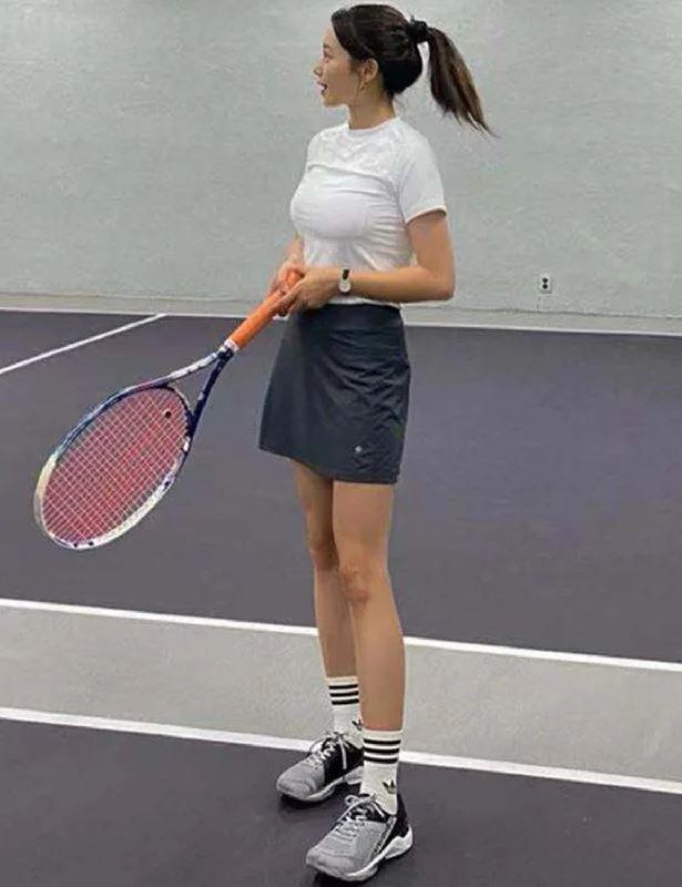 Athletic Tennis Golf Skort with Pockets Shorts shadowcharcoal ins_Pilates Front Pocket Mini Skirt