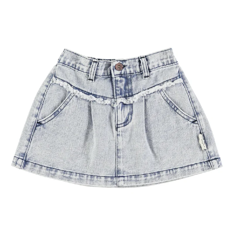 PIUPIUCHICK WASHED LIGHT BLUE DENIM MINI SKIRT Sexy Leather Skirt