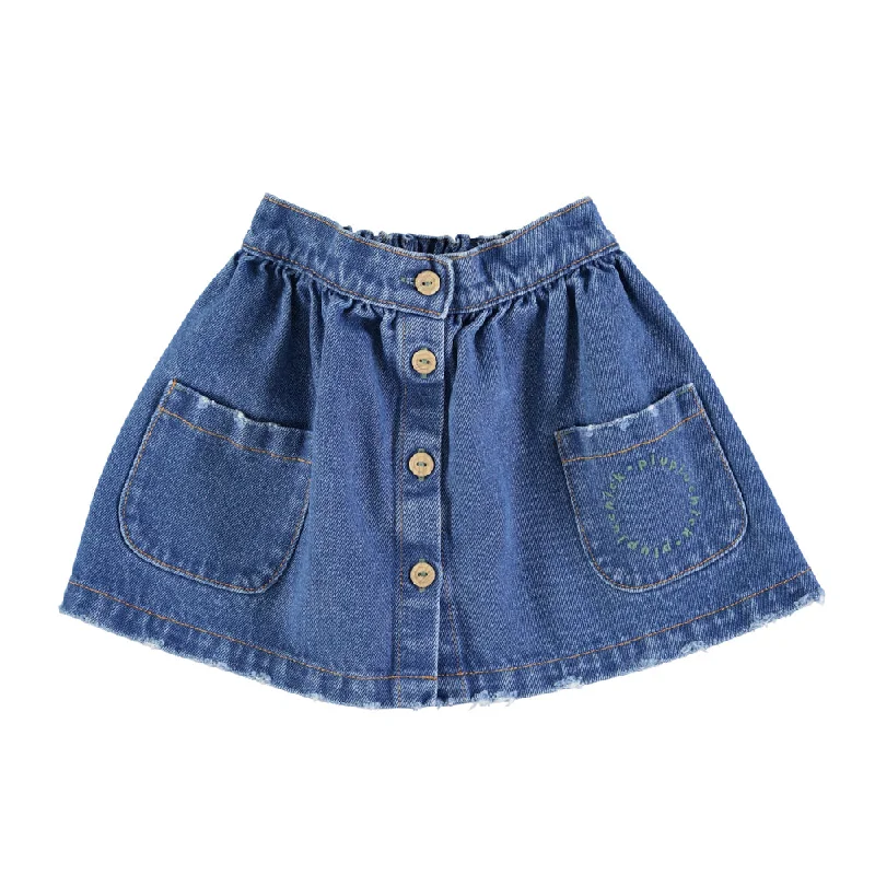 PIUPIUCHICK WASHED NAVY DENIM MINI SKIRT Printed Mini Skirt