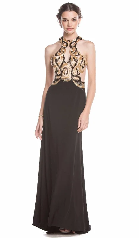 Aspeed Design - Bead Embellished Halter Sheath Evening Dress Trendy party dresses under $50