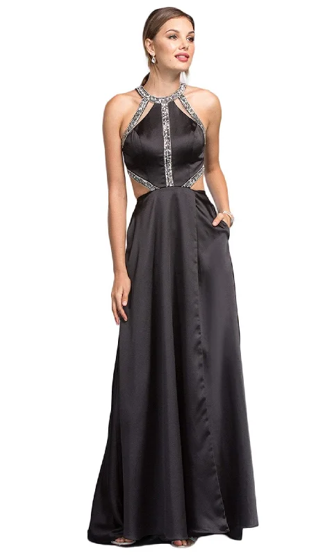 Aspeed Design - Embellished Halter Cutout A-line Evening Dress Best party dresses for wedding guests