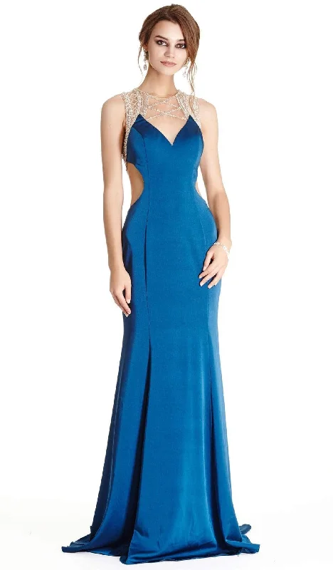 Aspeed Design - Embellished Illusion Jewel Neck Evening Dress Women's party dresses