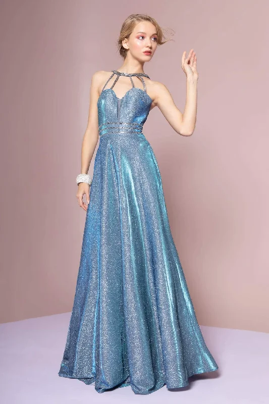 Elizabeth K - GL2672 Glitter Crepe High Neck A-line Gown Birthday party dresses