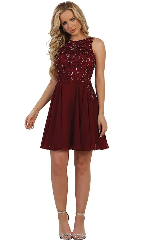 May Queen - MQ1556 Beaded A-Line Cocktail Dress Summer party dresses