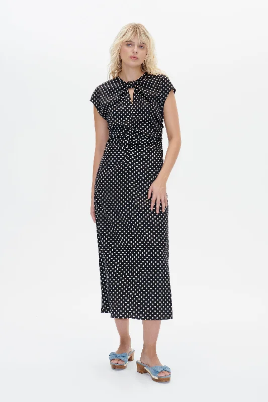 AKEYLA | Black Creme Dot Printed unclassified dresses