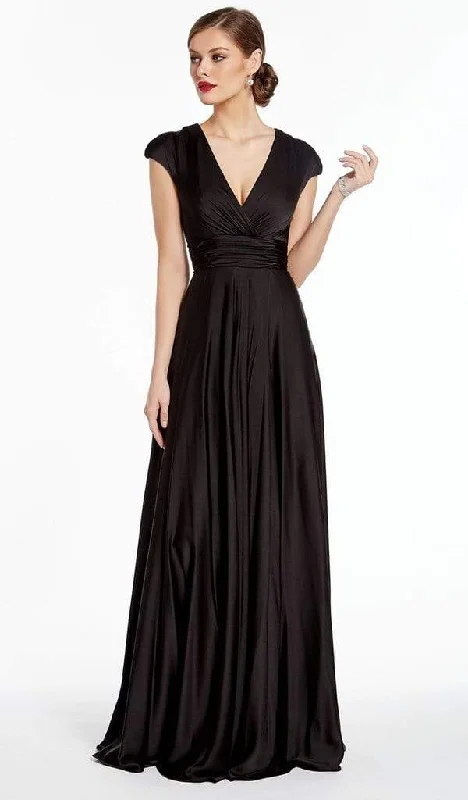 Alyce Paris - 27305 Satin Chiffon V Neck A-Line Dress - 1 pc Black in Sizes 8 Available Gothic unclassified dresses